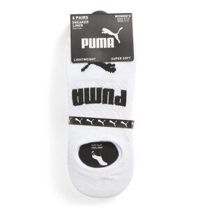 PUMA White 6pk Sneaker Liner Socks